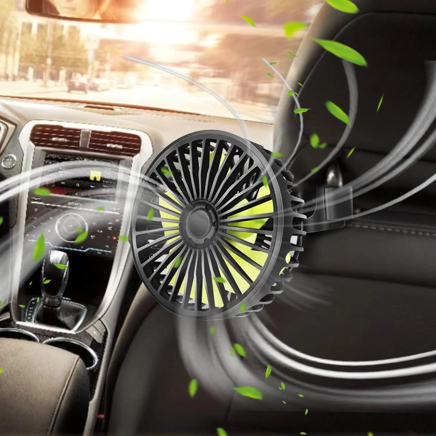 Car Fan, USB Car Fans for Backseat, 3 Speeds Strong Wind 5V Rear Seat Powerful Quiet Ventilation Fan with Adjustable Clip Electric Vehicle Seat Fans for Vehicles RV SUV Truck Pickup VAN Rear-mounted fan for childrens safety