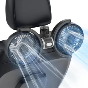Car Fan USB Powered for Baby: Dual Car Cooling Fans for Backseat 3 Speed Separate Controlled Quiet Brushless Motor 360 Rotatable 5V Rear Seat Air Circulation for Vehicle Van Truck SUV RV(USB Plug) 360-degree rotating fan for home use