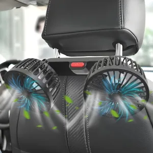 Car Fans for Backseat for Kids, Car Cooling Fans Dual Head 3 Speeds 360 Rotatable Rear Seat Car Fan Portable Rear Headrest Fan Cooling Air Fan for Car Back Seats Baby Rear-mounted fan for childrens safety