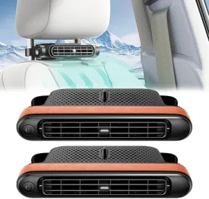 Car fans for backseat for kids  Portable USB Cooling Fan with Adjustable 3 Speeds, Quiet Headrest Fan for Baby Rear Facing Car Seat, Fits SUV Truck Van Jeep, Easy Clip-On(Brown*2,USB plug-in) Rear-mounted fan for childrens safety