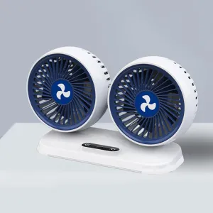 Car Fans For Backseat Kids, Dual Head Car Fans That Blow Cold Air, Cooling USB Back Seat 3 Speed Rotatable Headrest Fan, Adjustable Clip Vehicles Rear Seat Air Fan For Sedan SUV RV(B) Rear-mounted fan for childrens safety
