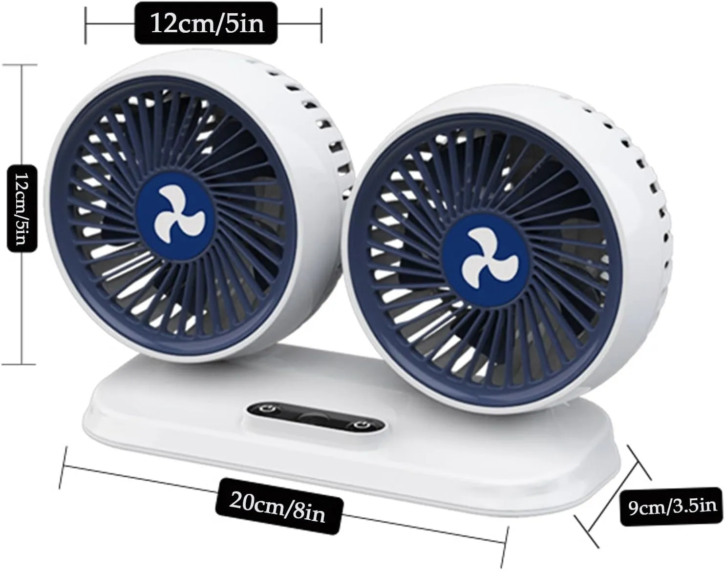 Car Fans For Backseat Kids, Dual Head Car Fans That Blow Cold Air, Cooling USB Back Seat 3 Speed Rotatable Headrest Fan, Adjustable Clip Vehicles Rear Seat Air Fan For Sedan SUV RV(B)