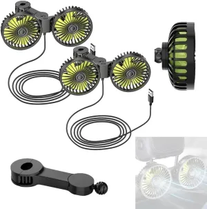 Car Fans That Blow Cold Air, USB Car Cooling Fans for Backseat: Dual Head Car Fan for Kids 3 Speeds 360 Rotatable Vehicle Rear with USB Port, Universal for Suv, Car, Van(2pcs) Rear-mounted fan for childrens safety