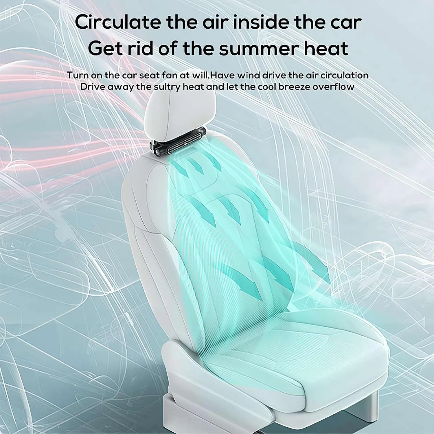 Car Fans That Blow Cold Air,Electric Car Seat Fan for Rear Seat Passenger, 3 Wind Speeds Space-Saving, Portable Car Fans for Back Seat for Kids for Sedan SUV Truck, onesize