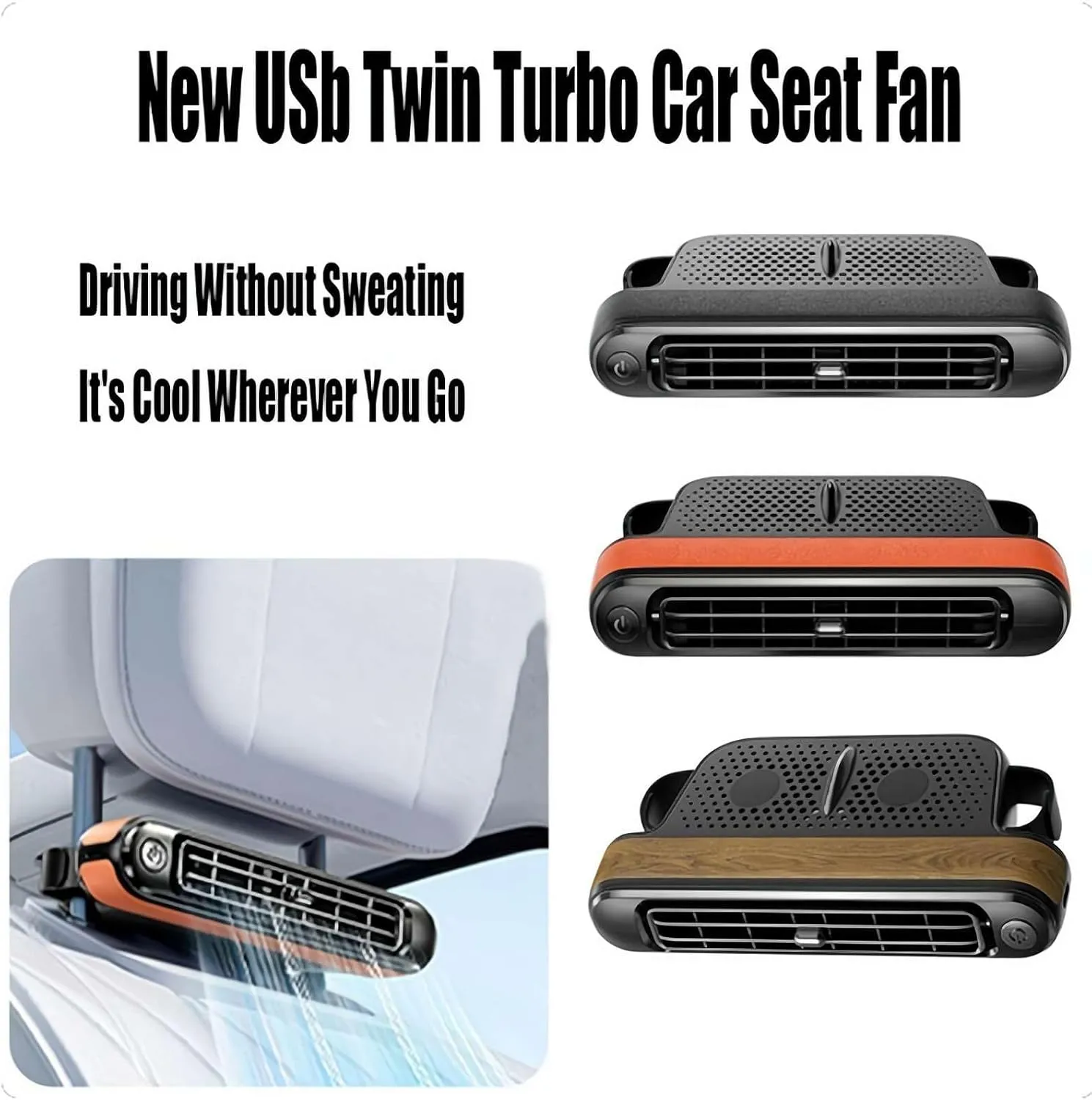 Car Fans That Blow Cold Air,Electric Car Seat Fan for Rear Seat Passenger, 3 Wind Speeds Space-Saving, Portable Car Fans for Back Seat for Kids for Sedan SUV Truck, onesize