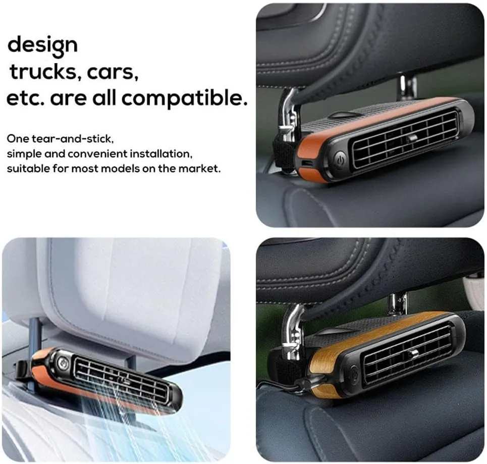 Car Seat Cooling Fan - USB Car Backseat Fan, 3 Speeds Portable Car Headrest Fan for Front and Rear Seats, Upgrade Space-Saving Car Fan for Sedans, SUVs, RVs, and Mini Cars