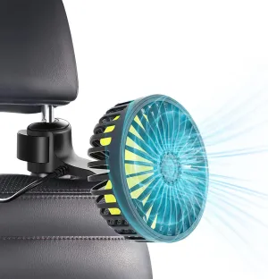 Car Seat Fan, Adjustable USB Car Clip Fan 3 Speed Vehicle Cooling Air Fan with 5 Piece Fan Blades for Car Vehicle Truck Van SUV RV Boat Bus Rear-mounted fan for childrens safety