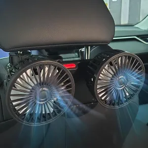 Car Seat Fan - Dual Backseat Fans for Kids, 360 Rotatable, USB Powered, Black Rear-mounted fan for childrens safety