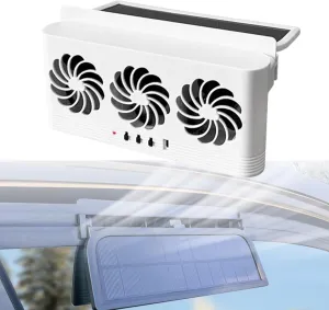 Car Solar Power Exhaust Fan, 2025 New Car Air Purifier, Window Mount Car Radiator Cooling Fan for Car, Portable Cooling Solar Auto Ventilation Fan for Universal Cars Solar-powered car fan for ventilation