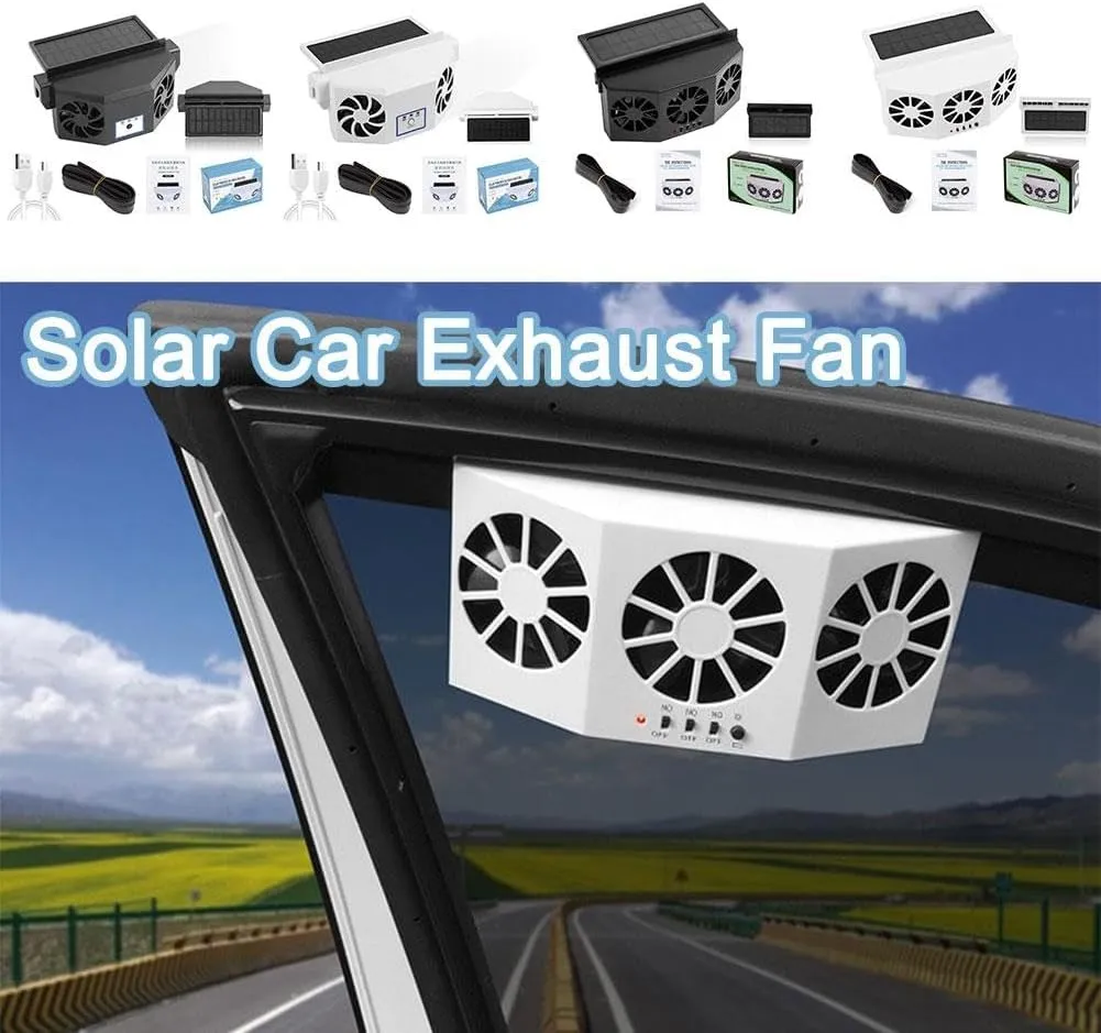 Car Window Solar Exhaust Fan,2024 New Solar Powered Ventilation Fan,Car Solar Powered Window Exhaust Fan,Car Air Purifier,Car Solar Power Air Vent Radiator Fans for Backseat or Frontseat