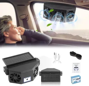 Car Window Solar Exhaust Fan,2024 New Solar Powered Ventilation Fan,Car Solar Powered Window Exhaust Fan,Car Air Purifier,Car Solar Power Air Vent Radiator Fans for Backseat or Frontseat Solar-powered car fan for ventilation