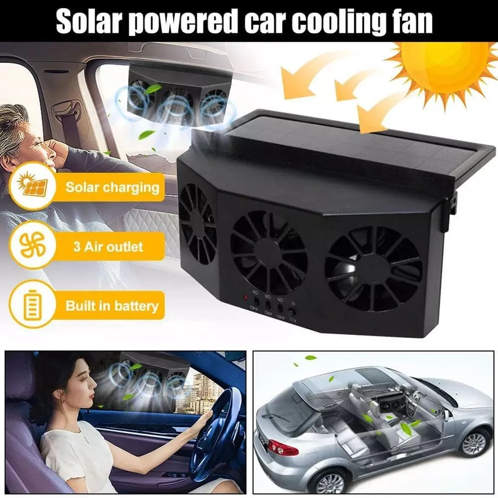 Car Window Solar Exhaust Fan,2024 New Solar Powered Ventilation Fan,Car Solar Powered Window Exhaust Fan,Car Air Purifier,Car Solar Power Air Vent Radiator Fans for Backseat or Frontseat
