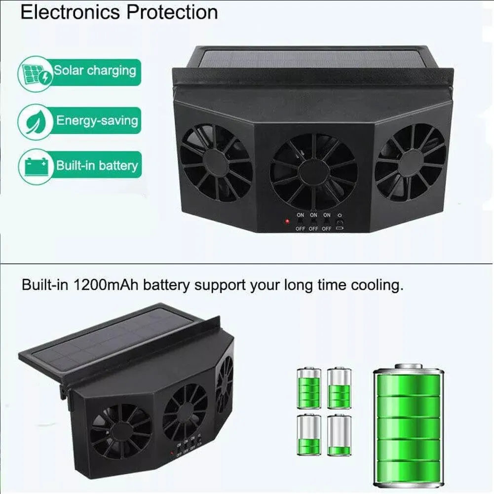 Car Window Solar Exhaust Fan,2024 New Solar Powered Ventilation Fan,Car Solar Powered Window Exhaust Fan,Car Air Purifier,Car Solar Power Air Vent Radiator Fans for Backseat or Frontseat