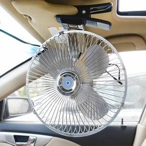 Car 12v Clip Fan,12 Volt DC 8 inch Large 360 Adjustment Metal Fans with Cigarette Lighter,90 Rotation Oscillating Clamp on Cooling Fan for Golf Cart,RV and Vehicles (8inch) Solar-powered car fan for ventilation