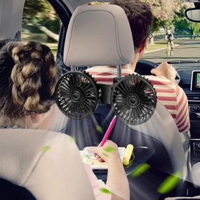 Car Backseat Fan for Backseat Kids,Dual Head Usb Powered Car Fan for Car Backseat Kids (No Battery) Solar-powered car fan for ventilation