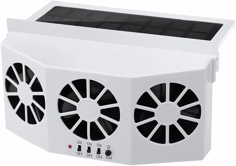Car Solar Powered Window Exhaust Fan,Car Air Purifier,Car Solar Power Air Vent Radiator Fans for Backseat or Frontseat,Vehicle Ventilation Fan(White) Solar-powered car fan for ventilation