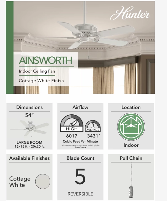 Casablanca Ainsworth 54" Indoor Pull Chain Ceiling Fan