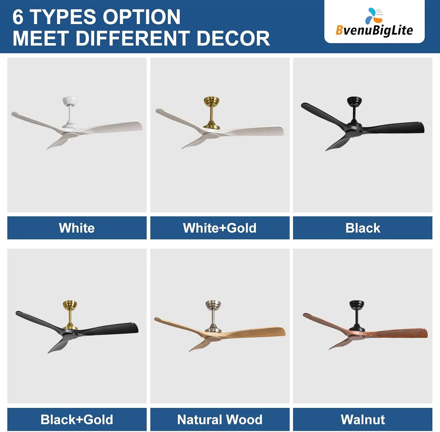 Ceiling Fan Without Light: 52 Inch Outdoor Fan for Patios - Black Ceiling Fan No Light Indoor - Modern 3 Blade Fan with Remote APP Control Reversible 6 Speed Noiseless