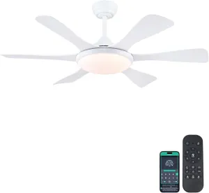 Ceiling Fans with Lights-47 Low Profile Ceiling Fan with Light and Remote/APP Control,Flush Mount,DC Reversible,LED Dimmable Ceiling Fans for Bedroom,Indoor/Outdoor Patio Use(White) App-controlled remote fan for convenience