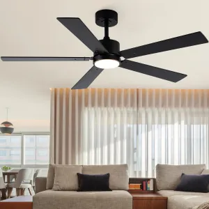 Ceiling Fans with Lights and Remote 52 Inch Modern Ceiling Fan with 6 Speeds, Dimmable LED, Reversible Noiseless DC Motor, Two-Color Blades, Cooling Fan for Bedroom, Living Room, Dining Room Fan with safety blade design