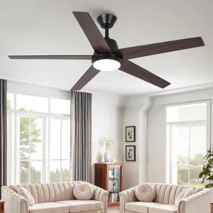 Ceiling Fans with Lights and Remote 52 Inch Modern Ceiling Fan with Quiet Reversible DC Motor Timer Black Ceiling Fan for Bedroom Living Room Dining Room Fan with safety blade design