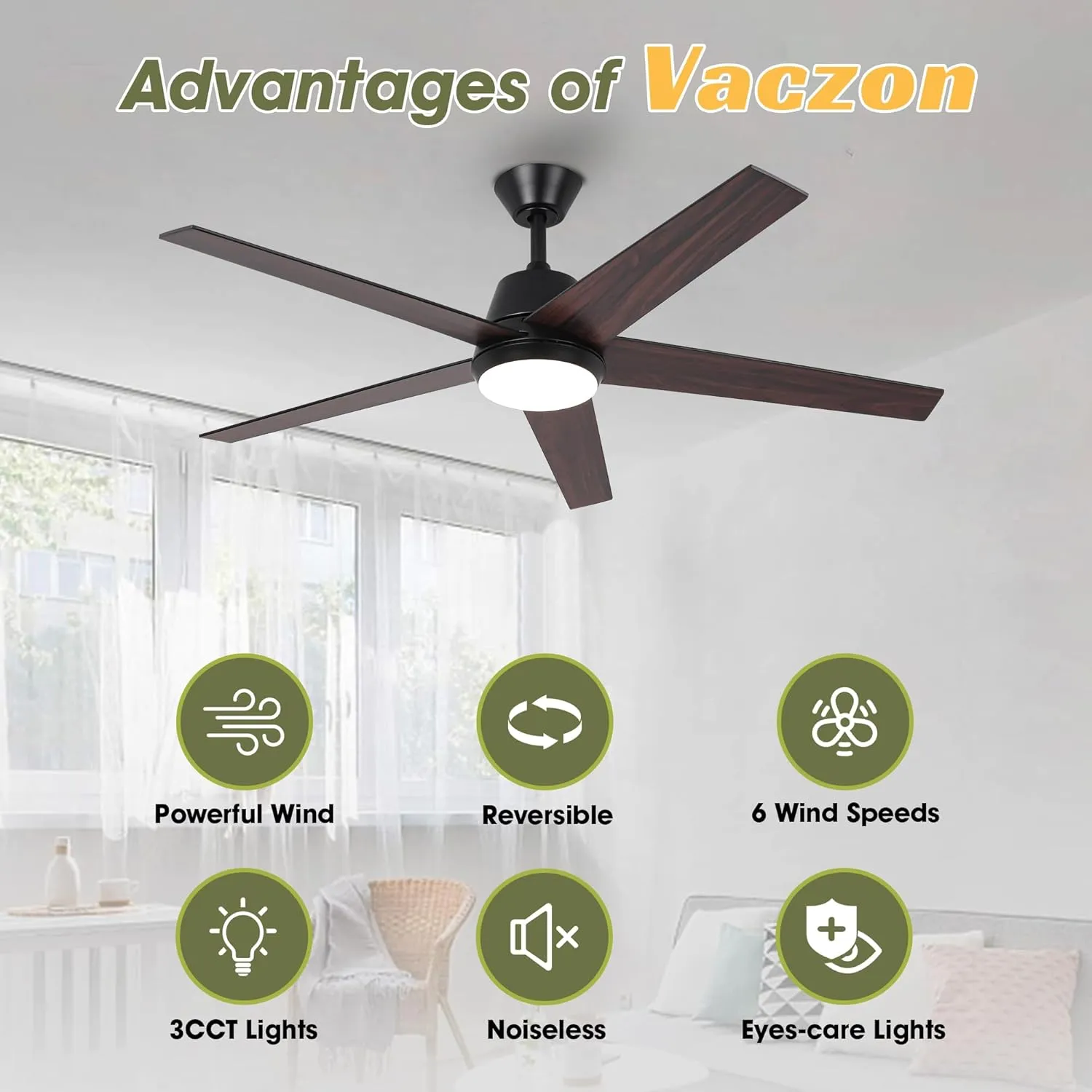 Ceiling Fans with Lights and Remote 52 Inch Modern Ceiling Fan with Quiet Reversible DC Motor Timer Black Ceiling Fan for Bedroom Living Room Dining Room