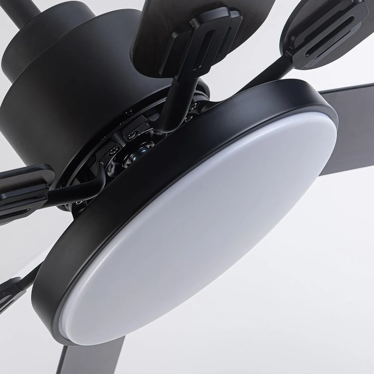 Ceiling Fans with Lights and Remote, 60 Inch Black Ceiling Fan with Light for Bedroom Living Room, Flush Mount Large Outdoor Ceiling Fans for Patios, Dimmable LED Chandelier, Reversible Blades, ETL