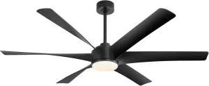 Ceiling Fans with Lights and Remote, 65 inch Black Ceiling Fan with 6 Blades, Reversible DC Motor, 3 Color Temperature, 6-Speed,Industrial Large Ceiling Fan for Living Room Home Bedroom Fan with safety blade design