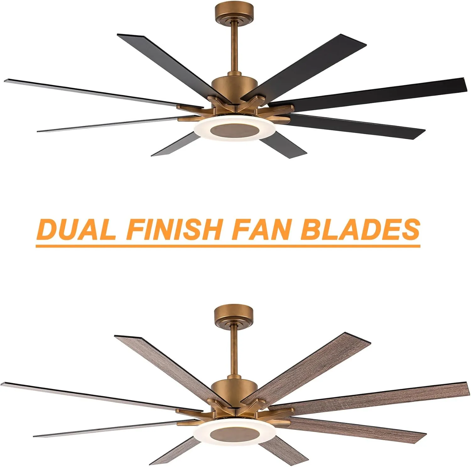 Ceiling Fans with Lights and Remote, 65 Inch Brass Ceiling Fan with Light Rustic Black Outdoor Ceiling Fans for Patios Covered, Dimmable LED, 6 Speeds, Reversible DC Motor, Ventilador de Techo con Luz