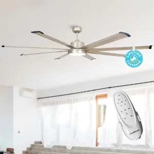 Ceiling Fans with Lights and Remote, 72 Inch Large CFM Ceiling Fan for Bedroom Living Room Shop Indoor Outdoor Fans, Dimmable LED Light with Fan, DC Motor 8 Reversible Blades, ETL Tested, Nickel Fan with safety blade design
