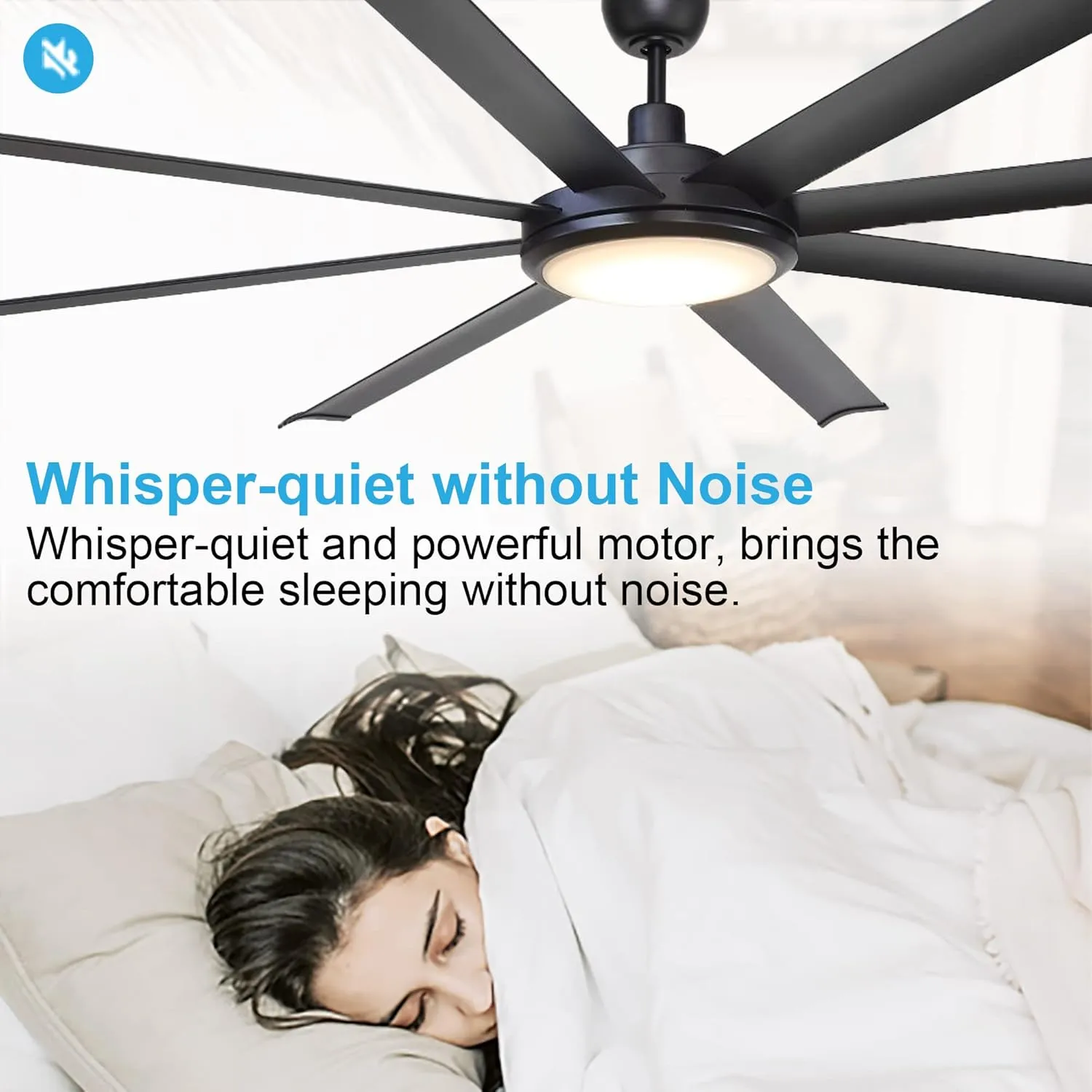 Ceiling Fans with Lights and Remote, 75 Inch Large Black Ceiling Fans with LED Light Flush Mount for Bedroom Living Room Indoor/ Outdoor, High CFM, DC Motor Reversible 8 Blades, Timer, ETL Tested