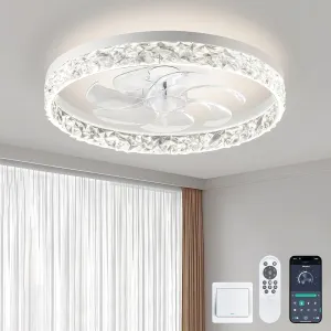 Ceiling Fans with Lights and Remote Low Profile Smart Flush Mount 20 Inch for Bedroom Bladeless Fan for Bedroom Kids Room and Living Room Small bladeless fan for quiet cooling