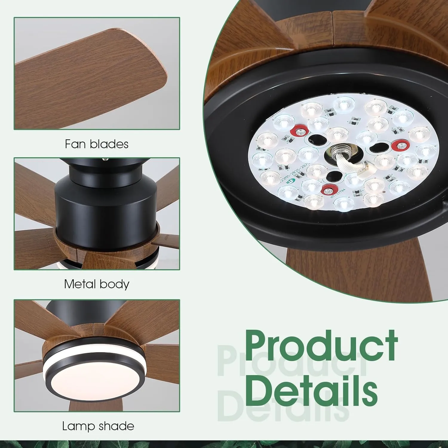 Ceiling Fans with Lights and Remote/APP Control, 41 inch Low Profile Flush Mount Ceiling Fan with Lights, LED Dimmable 5 Reversible Curved Blades 3 CCT 6 Speeds for Bedroom Living Room, Wood