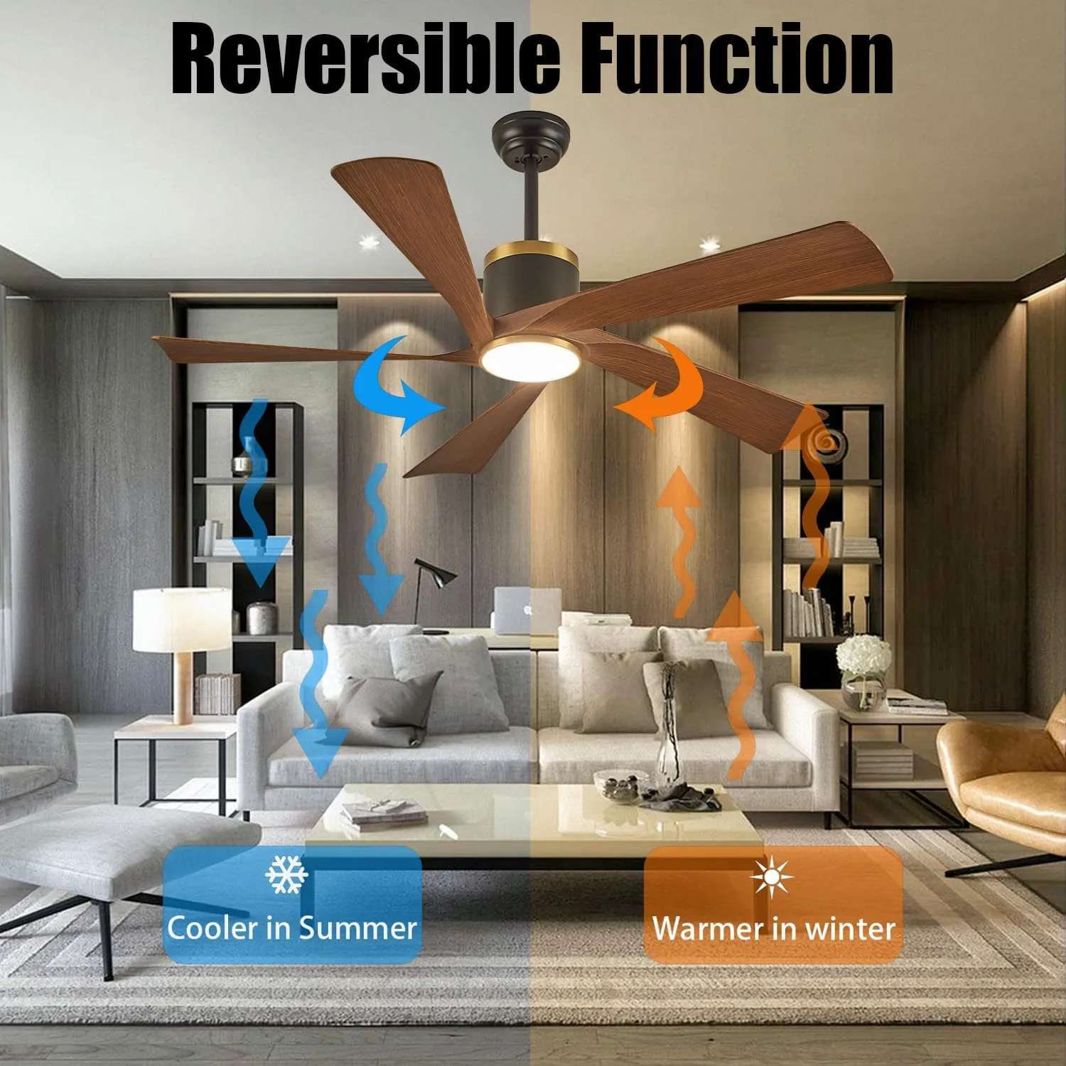 Ceiling Fans with Lights,52 inch Modern Ceiling fan with App and Remote Control,Reversible DC motor ceiling fans,3CCT,Dimmable, Noiseless,Ceiling Fan for Bedroom,Farmhouse,Indoor/Outdoor Use