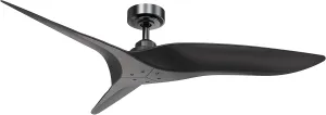 Ceiling Fans Without Lights 52 Inch Black Ceiling Fan No Light for Bedroom Living Room, Flush Mount Outdoor Ceiling Fans for Patios, Remote Control, DC Motor Reversible 3 Blades, Noiseless, ETL Fan with safety blade design