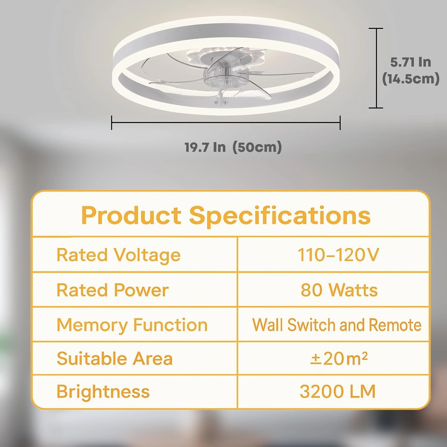 Ceiling Fan with Light, Upgraded 20 Low Profile Fan, Flush Mount Ceiling Fan, 6 Speeds, Dimmable LED, App & Remote Control, Quiet DC Motor, for Bedroom, Living Room, F105 White