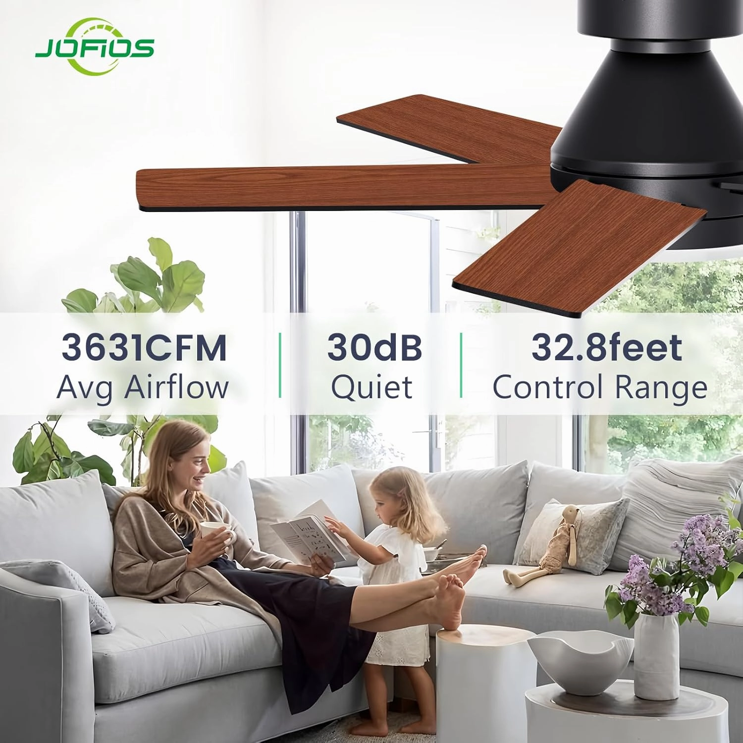 Ceiling Fans with Lights, 52 inch Ceiling Fan with Light and Remote,Flush Mount, Noiseless, Remote Control, 6 Speeds, Reversible, Dimmable, 3CCT, Black Ceiling Fan for Bedroom, Living Room