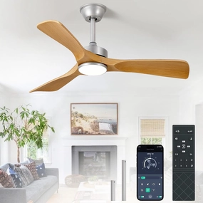 Ceiling Fans with Lights and Remote: 42-Inch Ceiling Fan 3 Blades Low Profile Outdoor - Modern Ceiling Fans with Remote APP Control Quiet Reversible DC Motor for Patio Living Room App-controlled remote fan for convenience