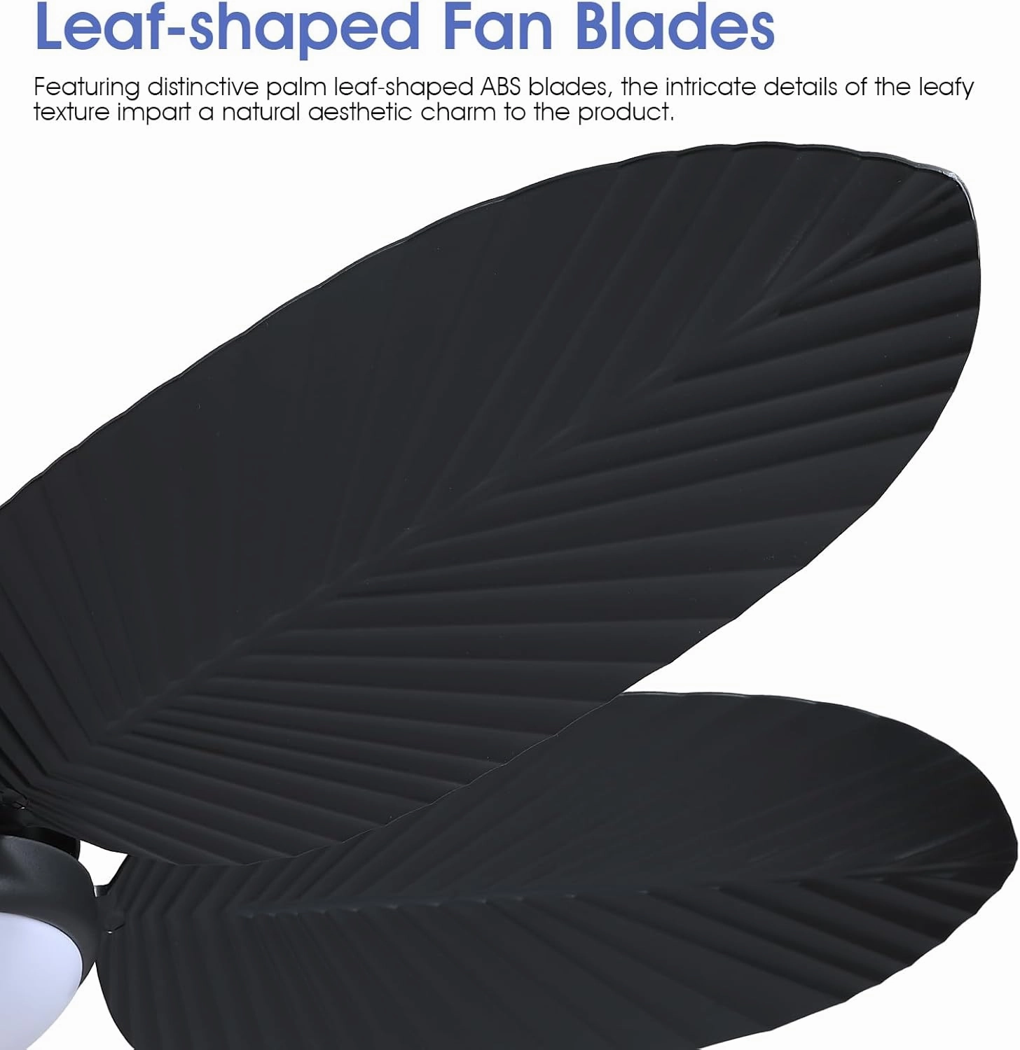 Ceiling Fans with Lights and Remote/APP Control, 45 Inch Low Profile Tropical Ceiling Fan for Living Room Bedroom, Outdoor Flush Mount Palm Leaf Ceiling Fan for Patios Porch, Black