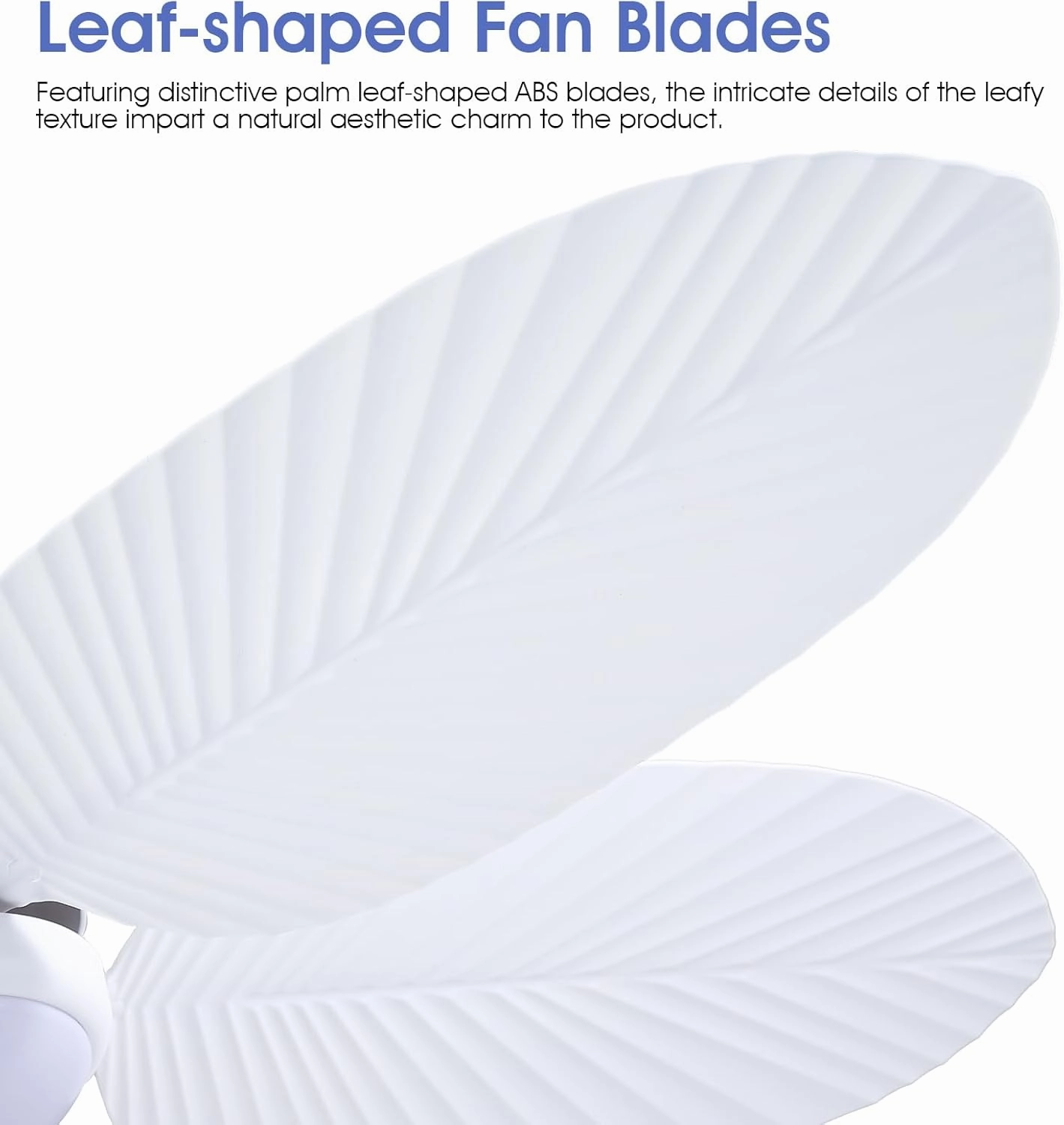 Ceiling Fans with Lights and Remote/APP Control, 45 Inch Low Profile Tropical Ceiling Fan for Living Room Bedroom, Outdoor Flush Mount Palm Leaf Ceiling Fan for Patios Porch, White