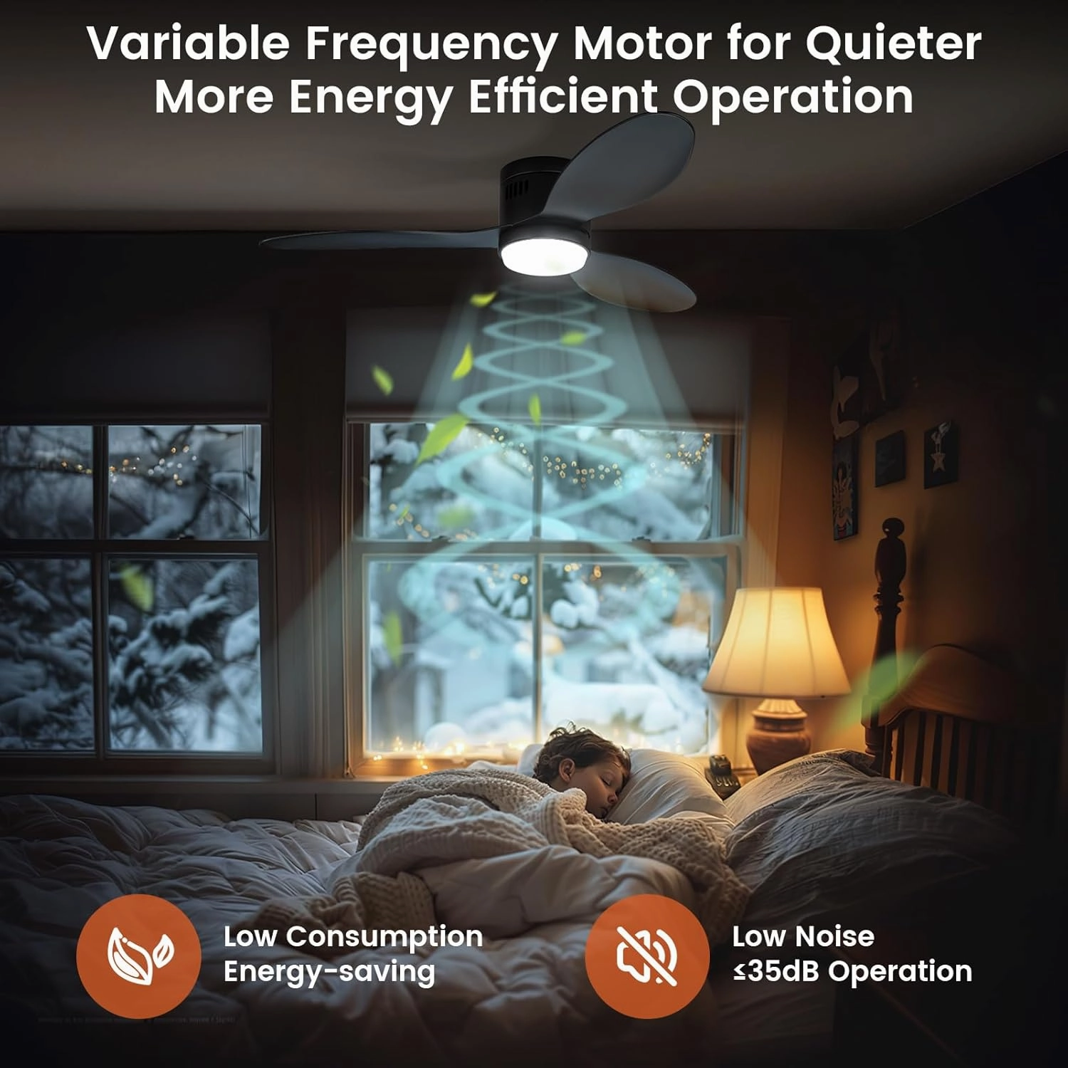 Ceiling Fans with Lights and Remote/APP Control,52" Flush Mount Ceiling Fan with Quiet Reversible Motor, 6 Speeds, 3 Colors Dimmable,Timing,Memory Function for Bedroom Office Home
