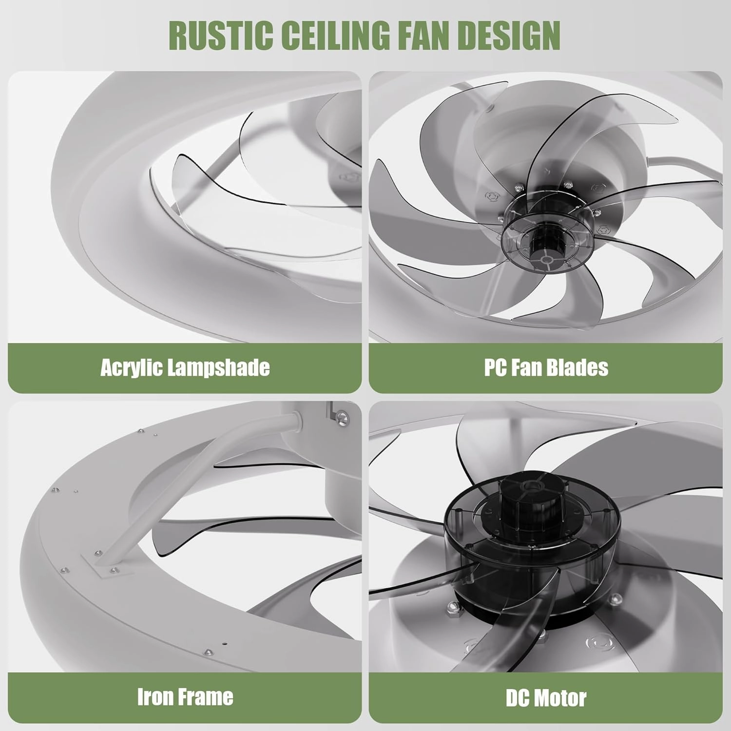 Ceiling Fans with Lights and Remote, Low Profile Ceiling Fan with Lights, 20'' Flush Mount Ceiling Fan, Stepless Color Temperature, 6 Speeds, Modern Smart Ceiling Fan for Bedroom/Living Room/Kitchen