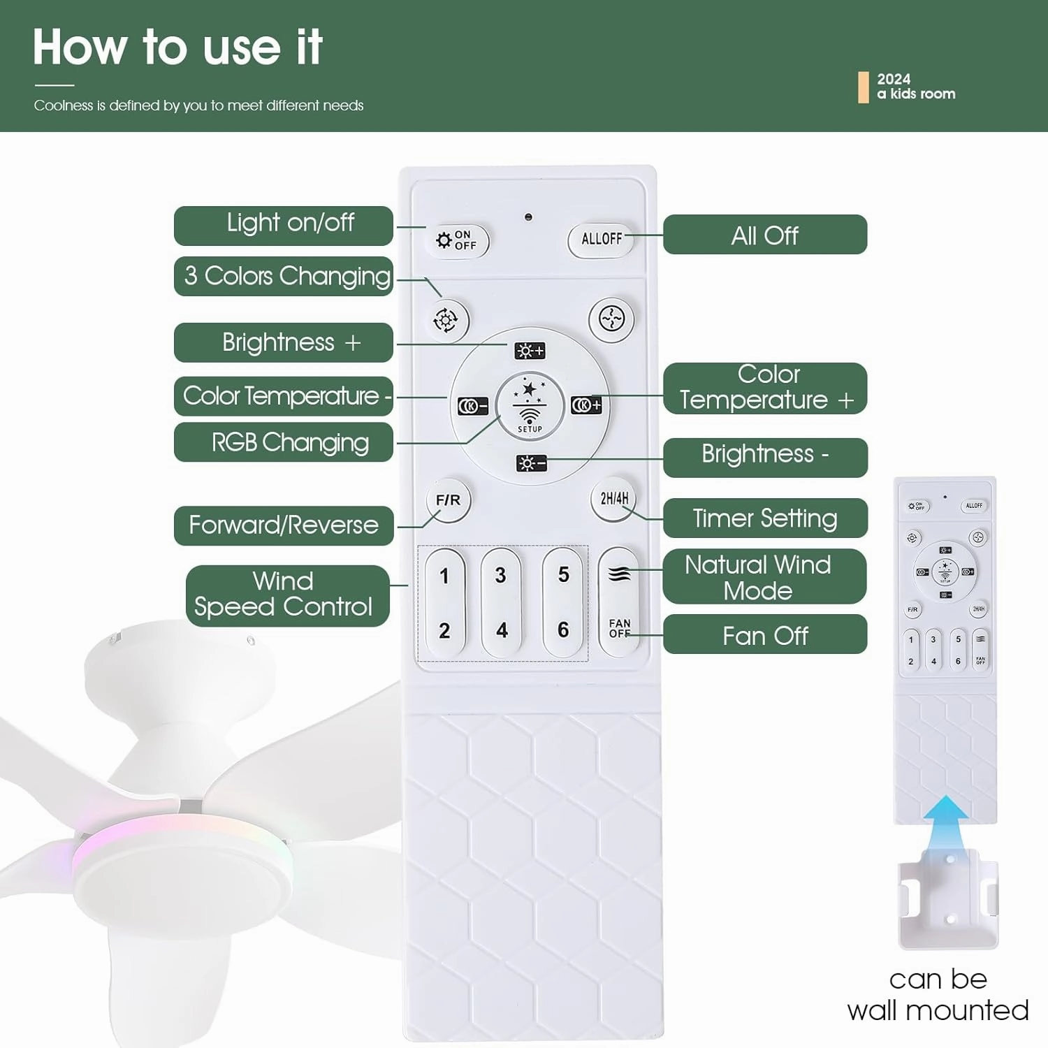 Ceiling Fans with Lights Remote/APP Control, 38" Low Profile Ceiling Fans with Dimmable White Colors Ring RGB Lights, 6 Speeds 5 Reversible Blades for Kids Room Bedroom Living Room, White