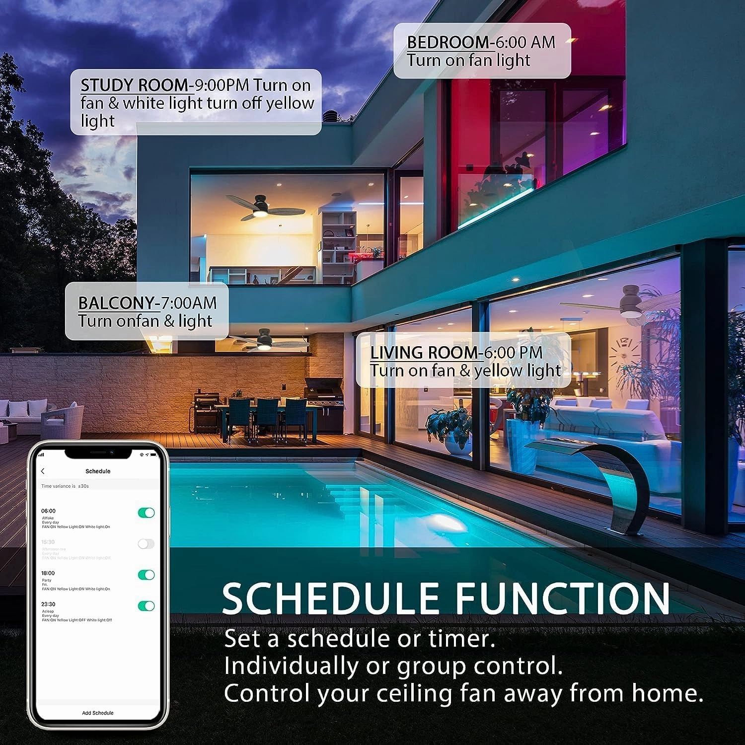 CEME Low Profile Flush Mount Ceiling Fan with Light and Remote Control, Smart Ceiling Fan Compatible with Alexa, Siri, Google Home & APP, 10 Speeds Modern, with Dimmable Light, White and Gold, 44"