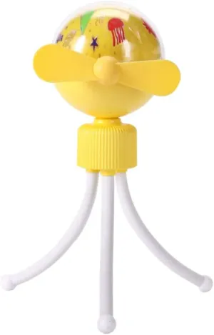 CHAW Personal Handheld Stroller Fan with Flexible Tripod, Octopus Fan with Starry Sky Projection Light and Mobile Phone Holder Function for Office Room Car Traveling Octopus-shaped decorative fan
