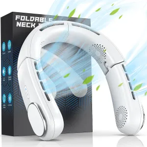 ChillGo Neck Fan - 4 Turbo Foldable Portable Fan - Personal Bladeless Fan 5200mAh with Strong Airflow, 4 Vent Air Conditioner, Wearable Cooling Fan for Travel Outdoor Neck fan for hands-free comfort