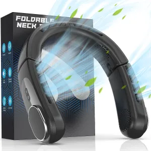 ChillGo Neck Fan - 4 Turbo Foldable Portable Fans - Personal Bladeless Fan 5200mAh with Strong Airflow, Neck Fans that Blow Cold Air with 4 Vent Small Mini Fans Wearable Cooling Fan for Travel Outdoor Small bladeless fan for quiet cooling