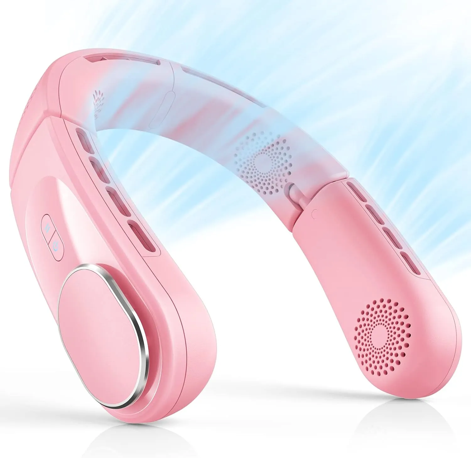 ChillGo Neck Fan - Portable, Foldable, Bladeless Personal Fan with 4 Vent Air Conditioner Effect, Strong Airflow, 5200mAh Battery for Travel and Outdoor Neck fan for hands-free comfort
