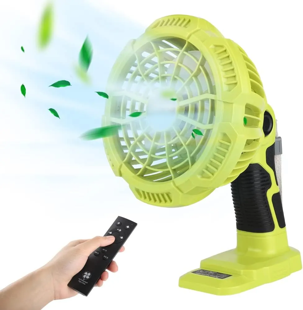 Choerinton Portable Fan Compatible with Ryobi 18v Battery, Cordless Fans Portable Battery Powered Fan with 300LM LED Light, for Home, Outdoor,Camping, Picnic and Job Site(Tool Only) 2-in-1 camping light and fan combo