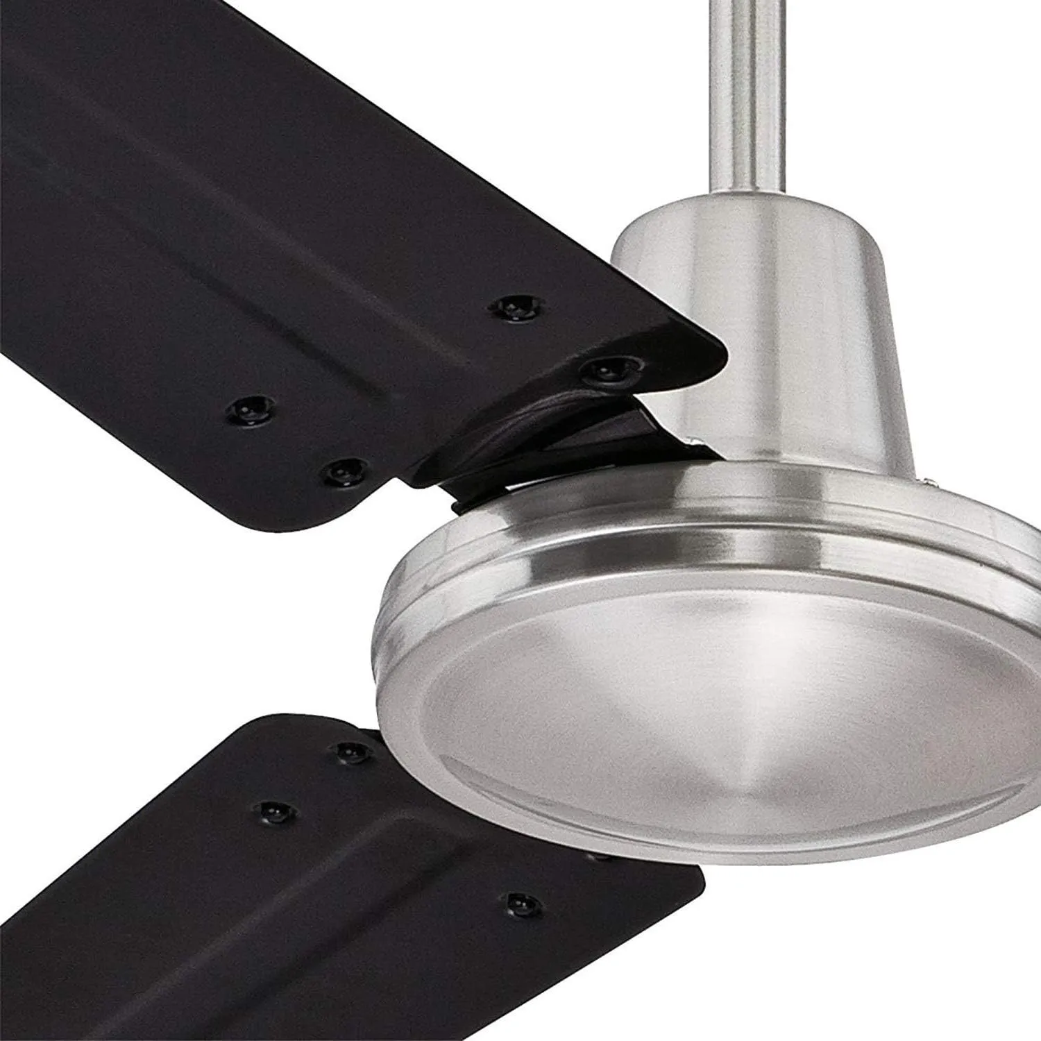 Ciata Industrial 56 Inch Three Blade Indoor Ceiling Fan, Black Steel Blades in Brushed Nickel Finish